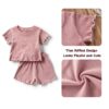 Baby Girls Knit Cotton Short Sets Soft Ruffle Summer Outfits-3