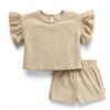 Gerber Baby Girls Short Sets Green Leaves Outfit-5