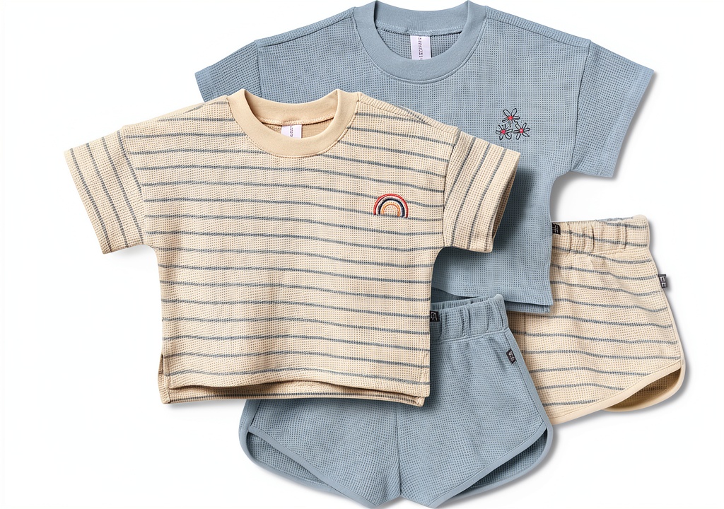 Baby girl wearing Modern Moment short set in a garden setting