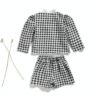 LXXIASHI Baby Girl Outfit Plaid Cardigan Bow Tie Shirt-3