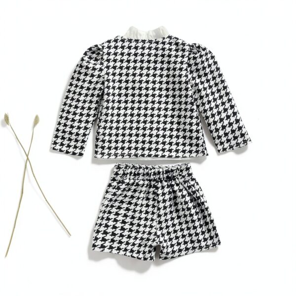 LXXIASHI Baby Girl Outfit Plaid Cardigan Bow Tie Shirt-3