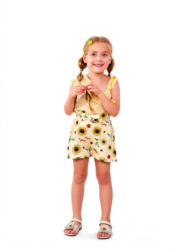 DISAUR Baby Girls Summer Outfit Cotton Short Set Bow Tie-1