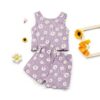 Baby Girls Cotton Flower Print Tank Top Shorts Set Outfit-3