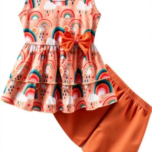 Toddler Girls Summer Short Set Soft Polyester Fashion Outfit-0