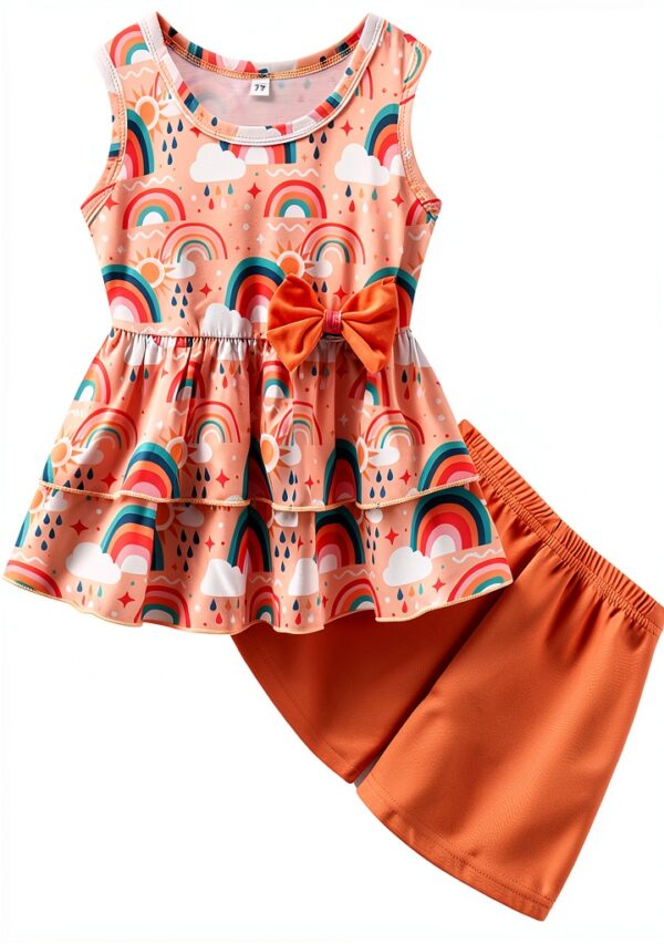 Toddler Girls Summer Short Set Soft Polyester Fashion Outfit-0
