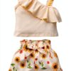 DISAUR Baby Girls Summer Outfit Cotton Short Set Bow Tie-0