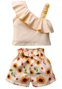 DISAUR Baby Girls Summer Outfit Cotton Short Set Bow Tie-0