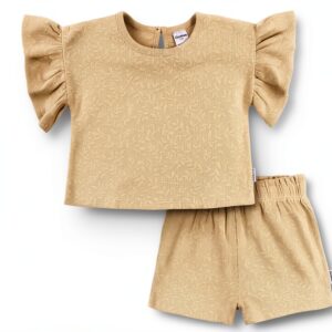 Gerber Baby Girls Short Sets Green Leaves Outfit-0