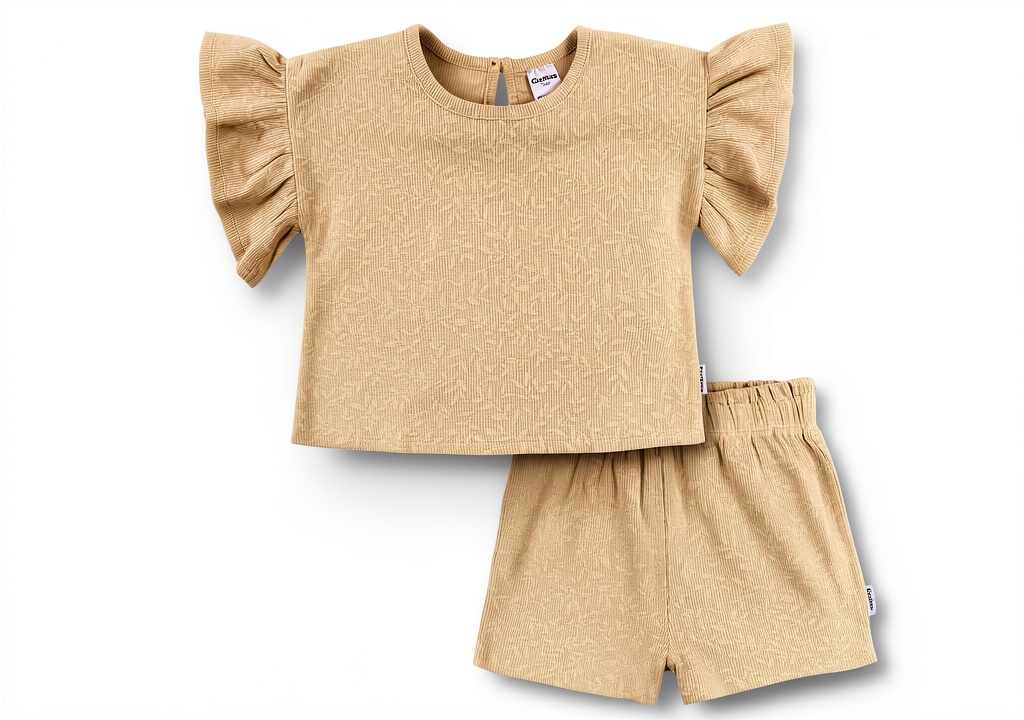 Gerber baby girls short set in green leaves design