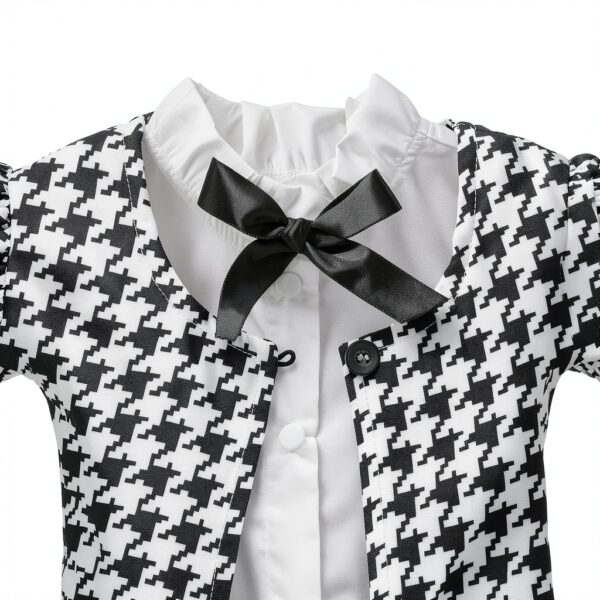 LXXIASHI Baby Girl Outfit Plaid Cardigan Bow Tie Shirt-4