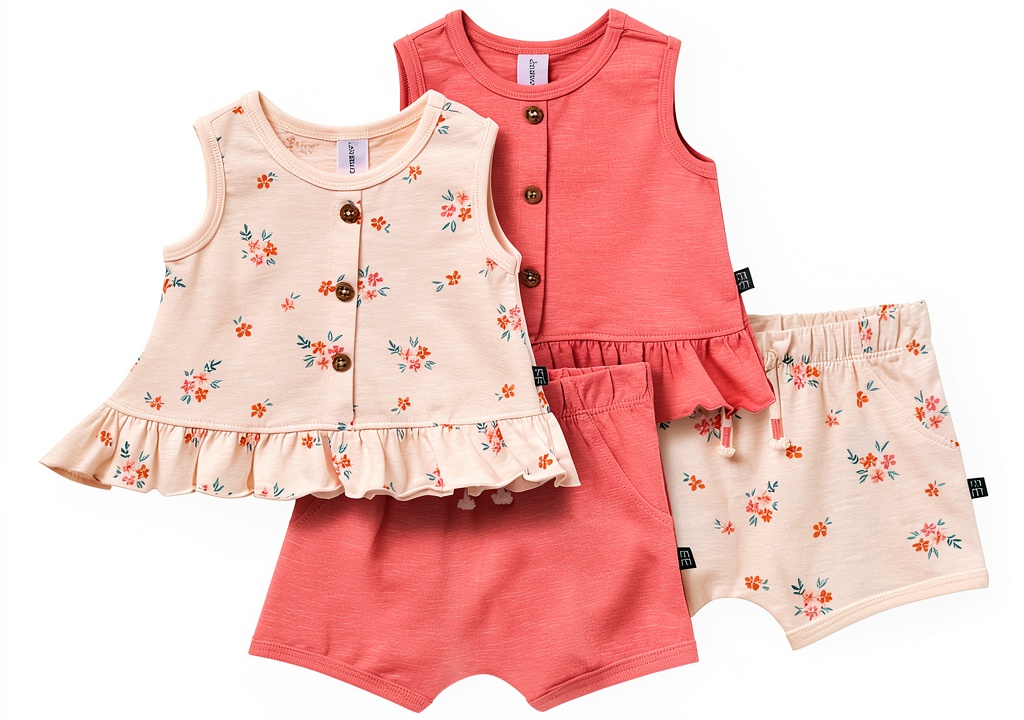Baby girl wearing Gerber short set in a playful setting