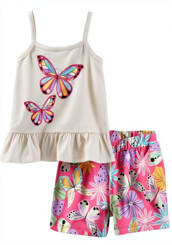Baby Girls Butterfly Short Set Cotton Polyester The-0