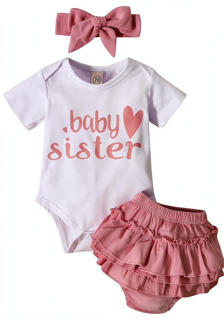 Dimoybabe baby girl romper set in pink and white colors