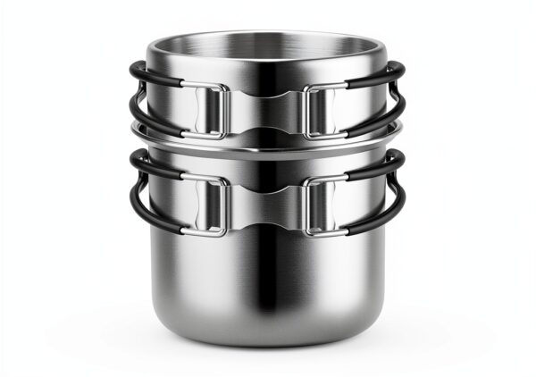 Camping Cookware Mess Kit, Stainless Steel Camping Cooking Set, Backpacking Cooking Set Backpacking Gear with Mini Stove for Camping,Backpacking,Picnic, Hiking-1