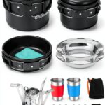 Camping Cookware Odoland 16pcs Mess Kit with Folding Stove-0
