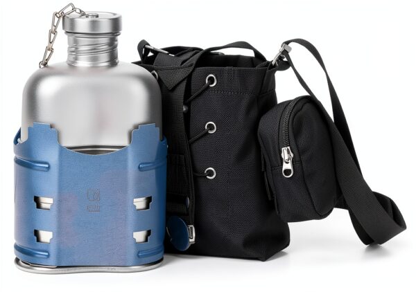 Keith Titanium Ti3061 Pro Plastic-Free Canteen Mess Kit with Stove – Grade 1 Titanium Cookset, 37 oz Bottle, 24 oz & 13.5 oz Cups, Custom MOLLE Field Carry Case with Premium Zippered Pouches-1