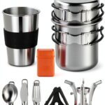 Camping Cookware Mess Kit, Stainless Steel Camping Cooking Set, Backpacking Cooking Set Backpacking Gear with Mini Stove for Camping,Backpacking,Picnic, Hiking-0