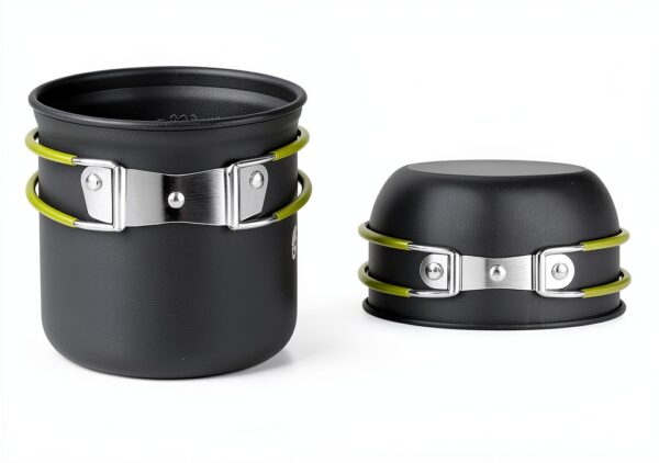 Bisgear Portable Backpacking Stove Canister Stand Tripod Stainless Steel Cup Flatware Mess Kit - Cooking Set - Camping Gear-1