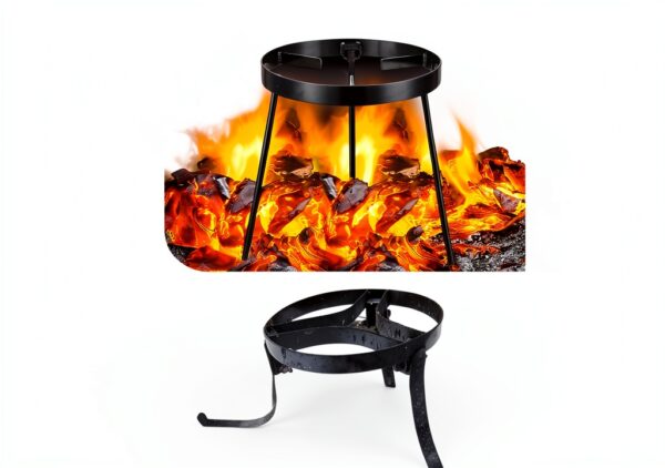 Campfire Tripod Lcokeiy Cooking Stand – Alloy Steel Triangular Black-4