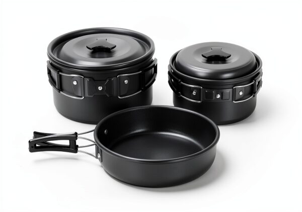 Camping Cookware Odoland 15pcs Mess Kit - Pot & Pan, Stainless Cutlery-2