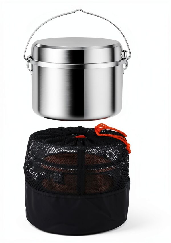 Camping Cookware Set,Camping Cooking Set,304 Stainless Steel Camping Pots and Pans Set,Durable Camping Gear with Kettle for Hiking Outdoor Cooking Picnics-1