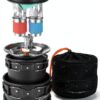 Camping Cookware Odoland 16pcs Mess Kit with Folding Stove-1