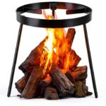 Campfire Tripod Lcokeiy Cooking Stand – Alloy Steel Triangular Black-0
