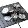 14 Piece Camp Cooking Set, Stainless Steel Camping Cookware with Pot and Pan Kit 2 Set Stainless Steel Cups Plates Forks Knives Spoons for Camping, Backpacking, Outdoor Cooking and Picnic-4