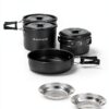 Camping Cookware Odoland 16pcs Mess Kit with Folding Stove-4