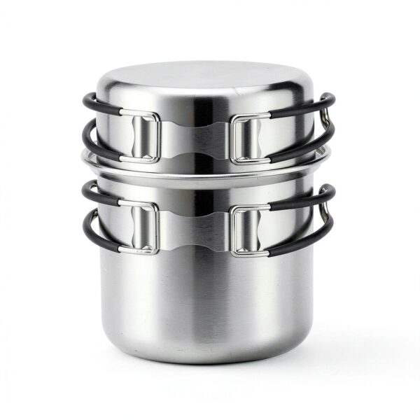 Camping Cookware Mess Kit, Stainless Steel Camping Cooking Set, Backpacking Cooking Set Backpacking Gear with Mini Stove for Camping,Backpacking,Picnic, Hiking-4