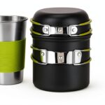 Camping Cookware Backpacking Stove Canister Stand Tripod and Stainless Steel Camping Cup,Fork Spoon Kit for Hiking and Picnic,Camping Cooking,Backpacking Gear,Mess kit.-0