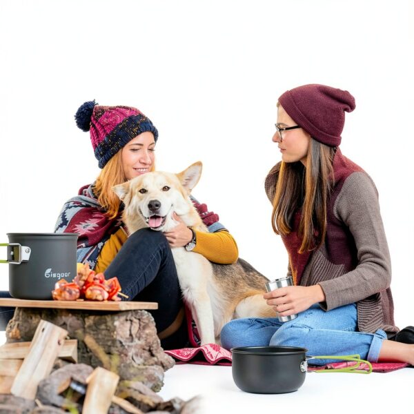 Bisgear Portable Backpacking Stove Canister Stand Tripod Stainless Steel Cup Flatware Mess Kit - Cooking Set - Camping Gear-5