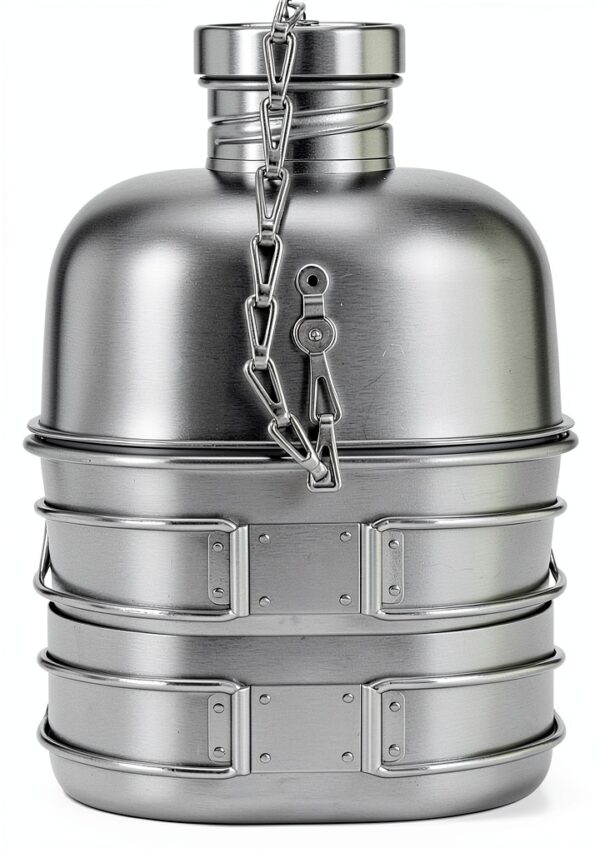 Keith Titanium Ti3061 Pro Plastic-Free Canteen Mess Kit with Stove – Grade 1 Titanium Cookset, 37 oz Bottle, 24 oz & 13.5 oz Cups, Custom MOLLE Field Carry Case with Premium Zippered Pouches-5
