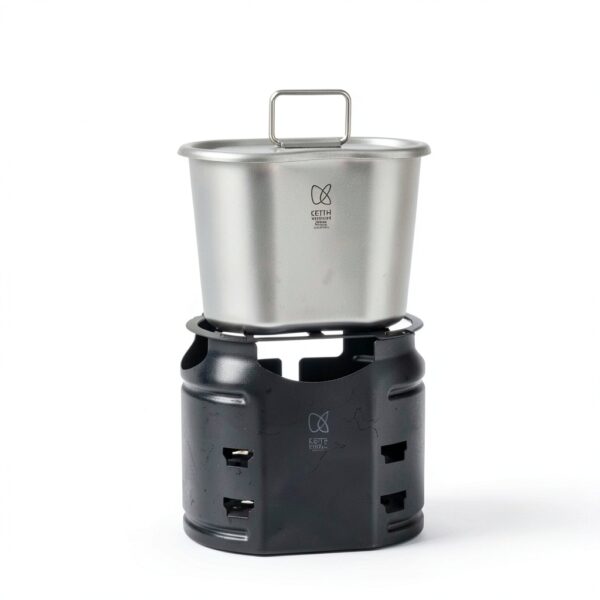 Keith Titanium Ti3061 Pro Plastic-Free Canteen Mess Kit with Stove – Grade 1 Titanium Cookset, 37 oz Bottle, 24 oz & 13.5 oz Cups, Custom MOLLE Field Carry Case with Premium Zippered Pouches-4