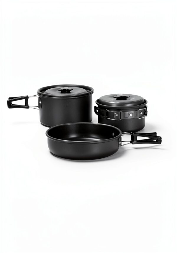 Camping Cookware Odoland 15pcs Mess Kit - Pot & Pan, Stainless Cutlery-8