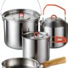 Camping Cookware Set,Camping Cooking Set,304 Stainless Steel Camping Pots and Pans Set,Durable Camping Gear with Kettle for Hiking Outdoor Cooking Picnics-0