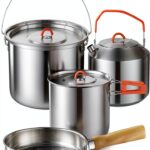 Camping Cookware Set,Camping Cooking Set,304 Stainless Steel Camping Pots and Pans Set,Durable Camping Gear with Kettle for Hiking Outdoor Cooking Picnics-0