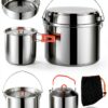 Camping Cookware Set,Camping Cooking Set,304 Stainless Steel Camping Pots and Pans Set,Durable Camping Gear with Kettle for Hiking Outdoor Cooking Picnics-3