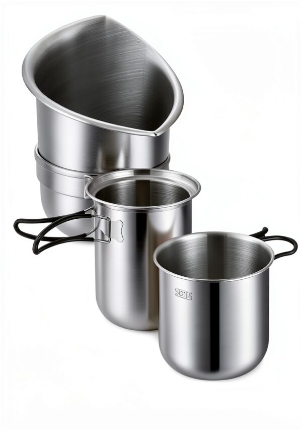 Camping Cookware Mess Kit, Stainless Steel Camping Cooking Set, Backpacking Cooking Set Backpacking Gear with Mini Stove for Camping,Backpacking,Picnic, Hiking-5