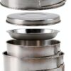 Camping Cookware Mess Kit, 8PCS Stainless Steel Pots & Pan Set with Plates Cups Lightweight Backpacking Cookware for Outdoor Camping Hiking and Picnic-3
