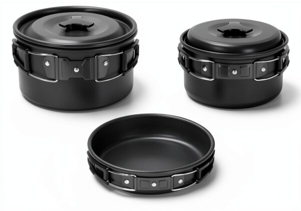 Camping Cookware Odoland 16pcs Mess Kit with Folding Stove-8