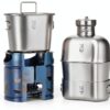 Keith Titanium Ti3061 Pro Plastic-Free Canteen Mess Kit with Stove – Grade 1 Titanium Cookset, 37 oz Bottle, 24 oz & 13.5 oz Cups, Custom MOLLE Field Carry Case with Premium Zippered Pouches-0