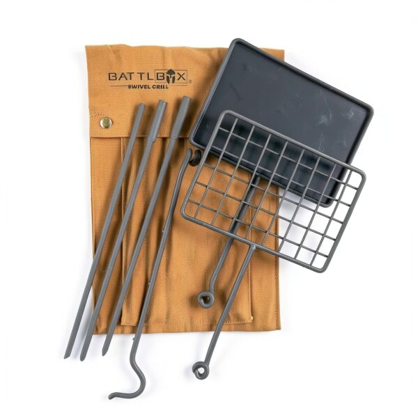 Bushcraft Grill Set BATTLBOX Heavy-Duty Steel Swivel Campfire Kit-5