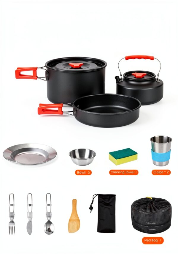 Camping Cookware 22Pcs Mess Kit Fitense Aluminum Set for 2-3-6