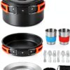 Camping Cookware 22Pcs Mess Kit Fitense Aluminum Set for 2-3-0