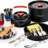 Camping Cookware 22Pcs Mess Kit Fitense Aluminum Set for 2-3-7