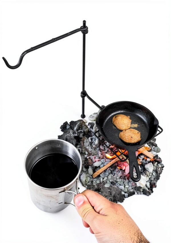 Bushcraft Grill Set BATTLBOX Heavy-Duty Steel Swivel Campfire Kit-6